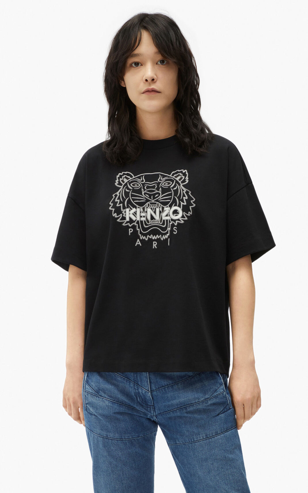 T Shirt Kenzo Femme Tiger boxy Noir SQYDW-5709